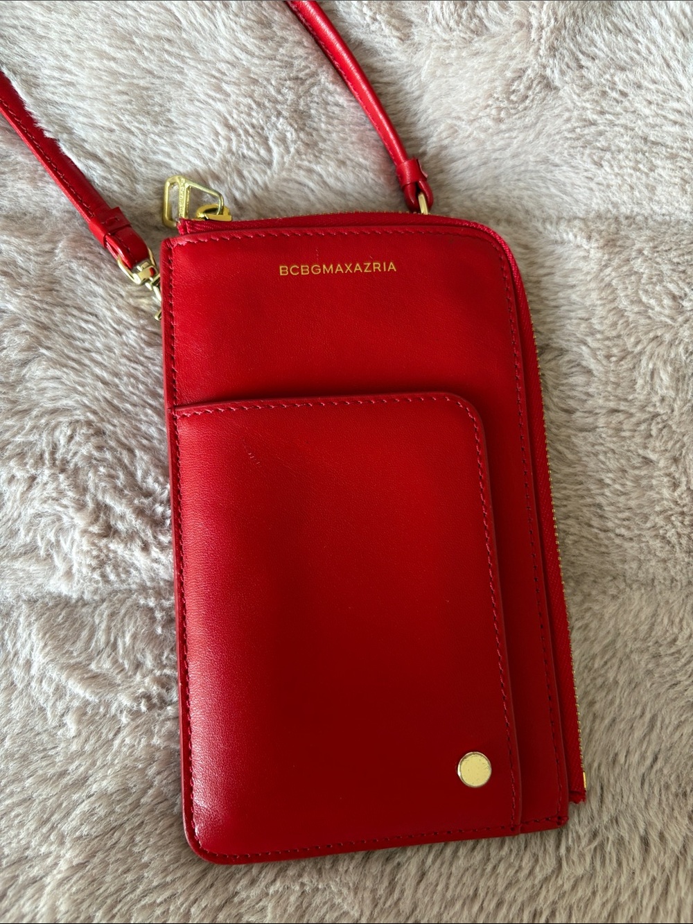 BCBGMaxAzria Red Vegan leather Crossbody Wallet Purse